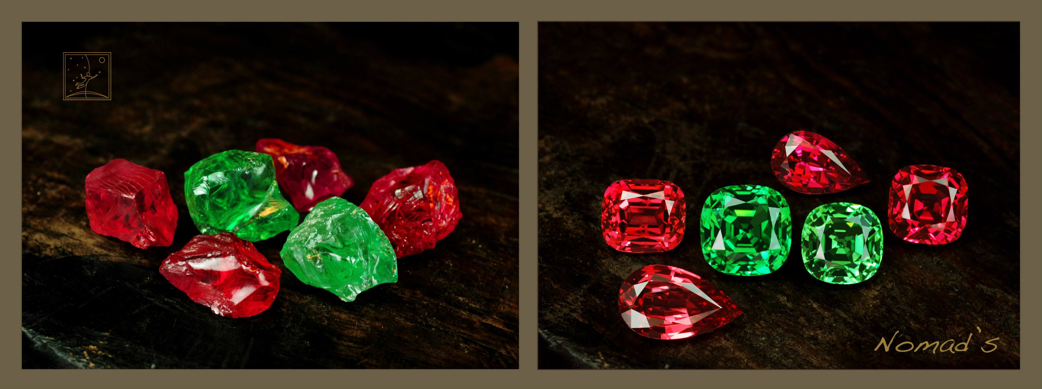 spinels tsavorites before after