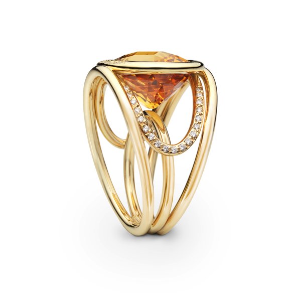 Bague Navona or jaune joaillerie Citrine & diamants