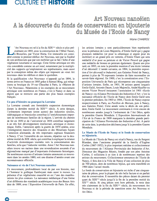 [FR] Art Nouveau nancéien – A la découverte du fonds de conservation en bijouterie du Musée de l’éEcole de Nancy