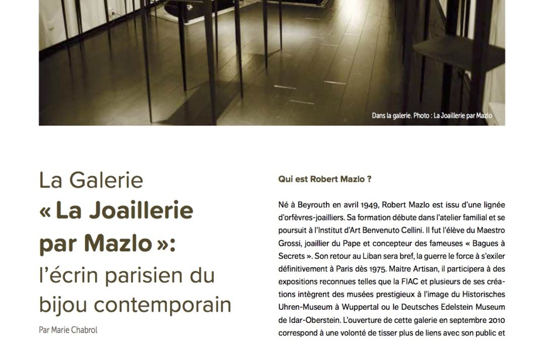 [FR] La Galerie  « La Joaillerie  par Mazlo » – l’écrin parisien du  bijou contemporain