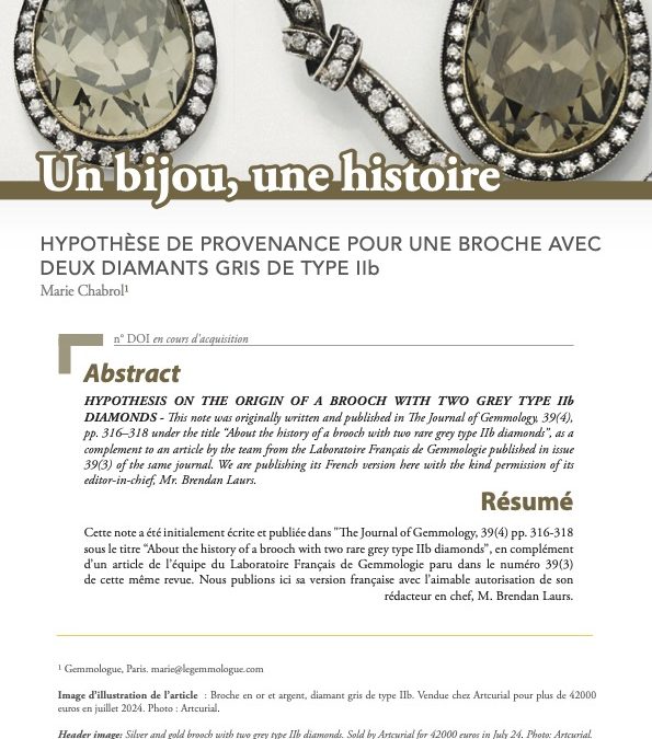 [FR] Hypothèse de provenance pour une broche avec deux diamants gris de type IIb