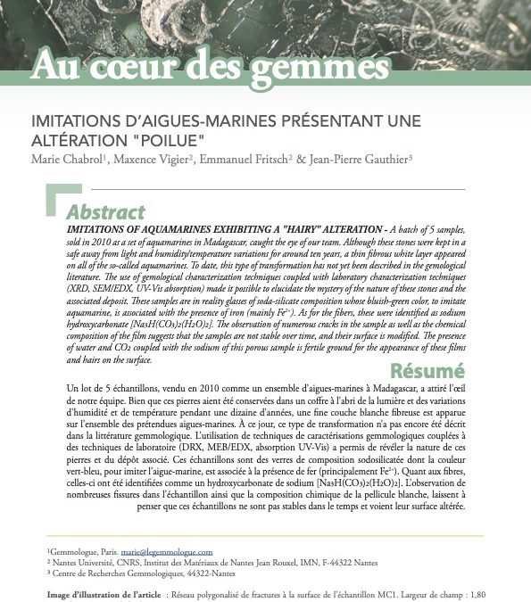 [FR] Imitations d&rsquo;aigues-marines présentant une altération « poilue »